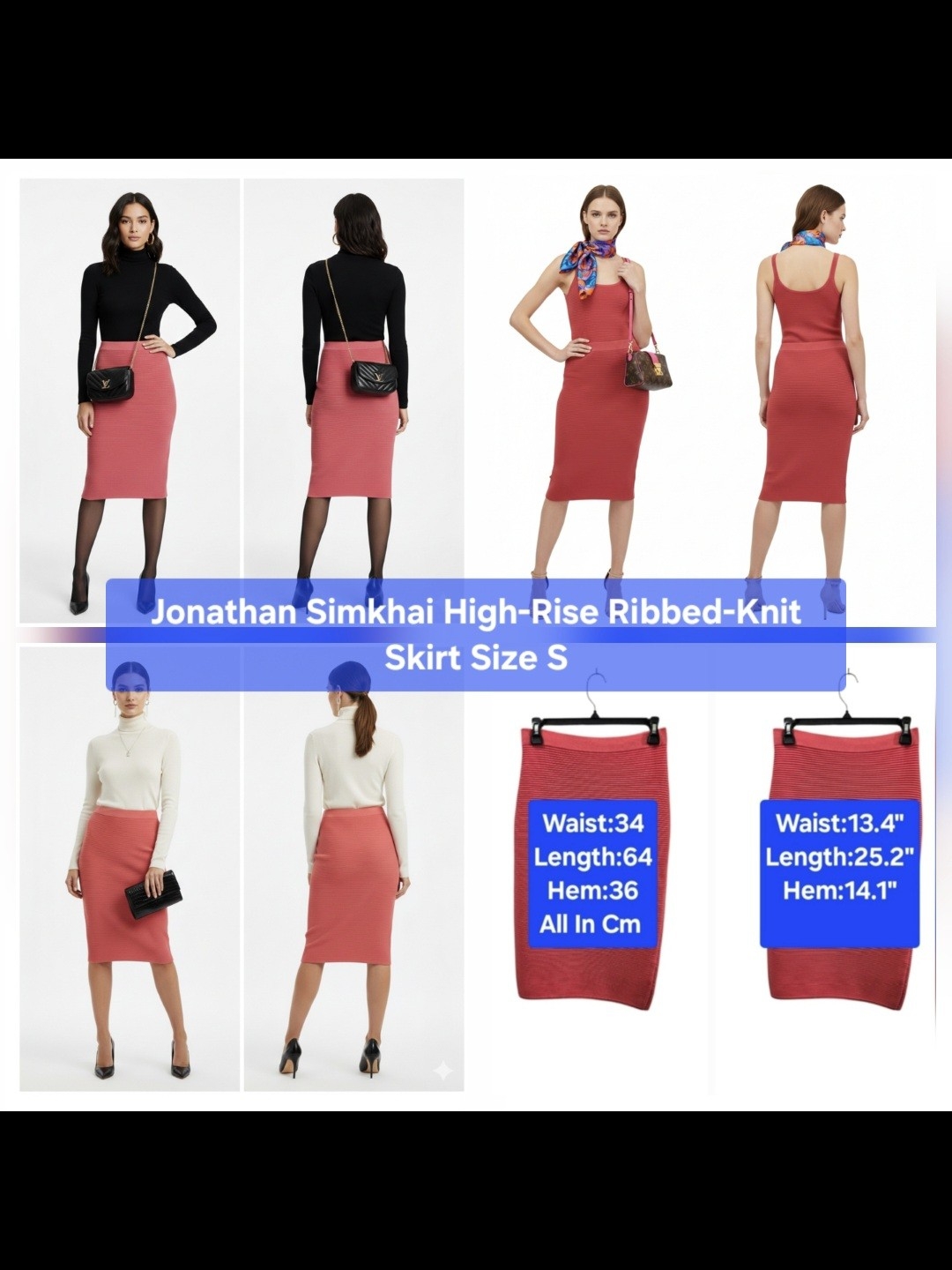 Jonathan Simkhai High-Rise Ribbed-Knit Skirt Size S
